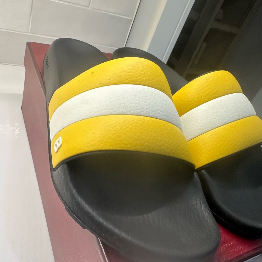 Bally Black, Yellow & White Slide Sandals - Like New! Only tried on.